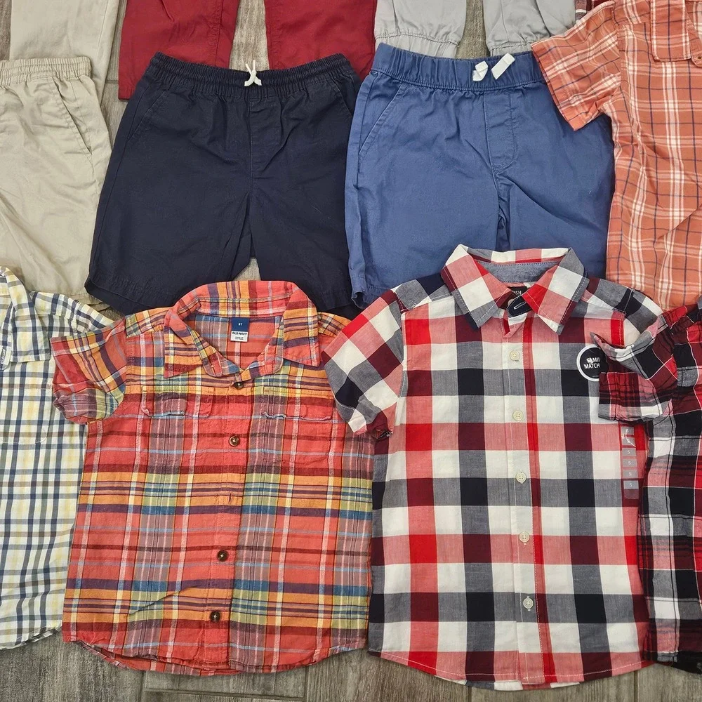 Old Navy Carters Kids Clothing Lot of 17 Boys Size 5T Plaid Shirts Pants Shorts